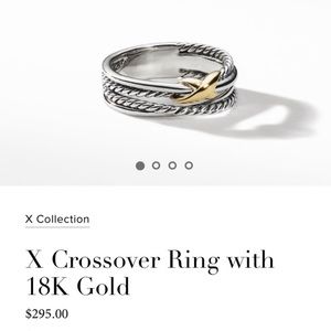 David Yurman X Crossover Band Ring in Sterling Silver with 18K Yellow Gold